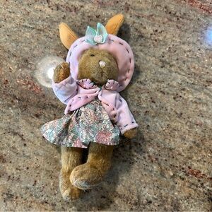 Plush Bunny Doll in Pink Floral Dress